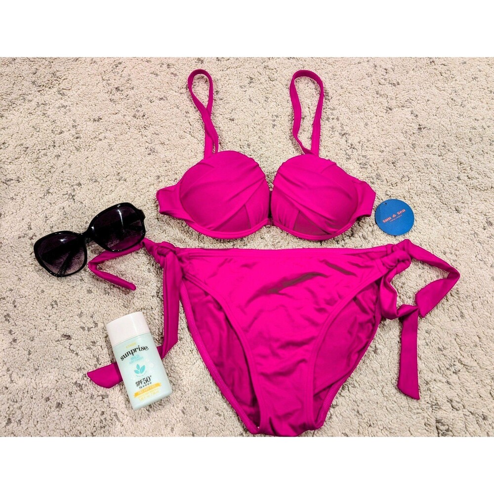 Fuchsia Push Up Bikini Swimsuit M NEW